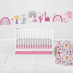 Bacati Pink Dinosaur 4 Piece Crib Set